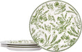 Bico Green Garden Toile De Jouy Dinner Plates Set of 4, 11 Inch Large Ceramic Plates for Pasta, Steak, Stylish Serving Dishes, Microwave and Dishwasher Safe, Gift for Housewarming and Thanksgiving