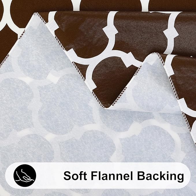 Smiry Round Plastic Table Cloth, Waterproof Vinyl Tablecloth with Flannel Backing for Round Tables, Wipeable Spillproof Tablecloths for Dining, Camping, Indoor and Outdoor (60" Round, Coffee)