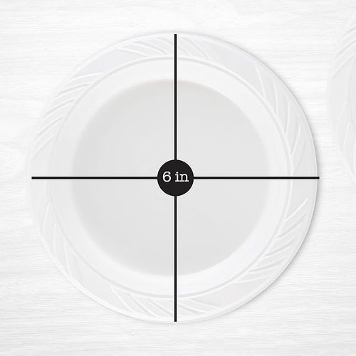 400 Count Disposable 6 Inch White Plastic Dessert Plates