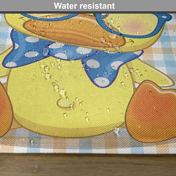 Ambesonne Cartoon Place Mats Set of 4, Hipster Boho Duck Dotted Bow Cool Free Smart Geese Design, Washable Fabric Placemats for Dining Table, Standard Size, Orange Yellow