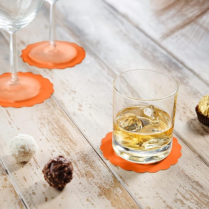 Disposable Orange Paper Coasters for Drinks, 3.5 Inch Round Coasters for Bar, Cocktail, Beverage, Wine Or Event, 500 Pack Bulk