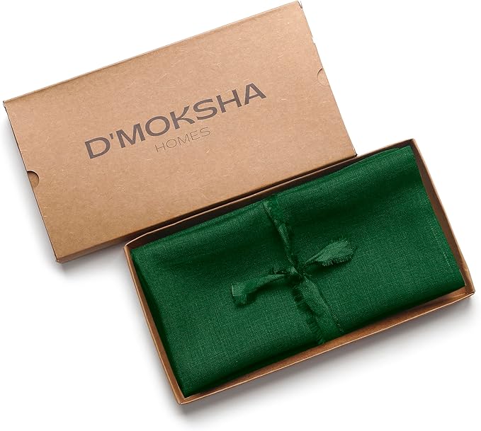 D'Moksha Homes Forest Green Linen Napkins 18 x 18 Inch - 100% Pure Linen Cloth Washable Dinner Napkins Set of 4 for St Patricks Day, Easter