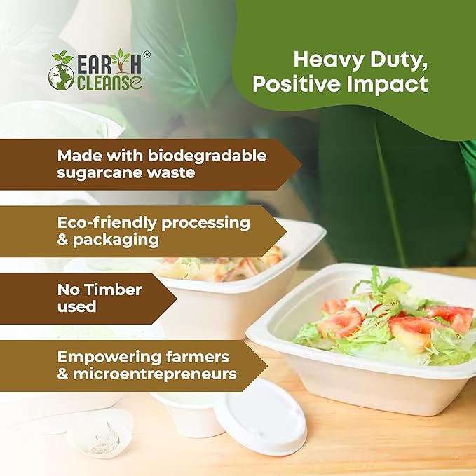 8.5 oz Paper Bowls [500 Pack] – Heavy-Duty Disposable Sugarcane Bowls, Made from Bagasse, Microwave & Leak-Resistant – Great for Cereal, Salad, Snacks, and Soups