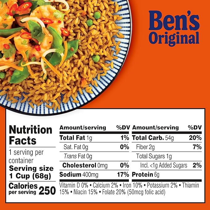 BEN'S ORIGINAL Fried Rice Single Serve Cup, Snack or Side, Microwave in 3.5 Minutes, 2.4 oz (Pack of 8)