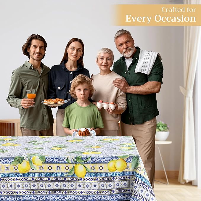 Maison d' Hermine Table Cloth Square Table 100% Cotton 54 x 54 Inches Tablecloth Reusable Decorative for Dining Room Farmhouse Home Valentines Day Decorations Spring Summer - Citrus