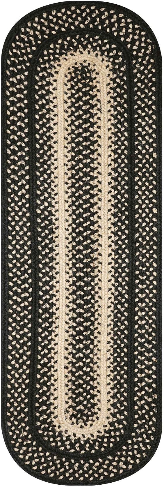 Homespice Manchester Oval Table Runner - 11"x36", Black & Tan - Handcrafted with Jute - Rich Colors, Easy to Clean, Durable and Protects Furniture