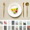 Placemats Set of 12 Vinyl/Plastic Woven Place Mats for Kitchen Table Indoor/Outdoor Washable Placemat Wipeable Dining Table Mats (Beige,12)