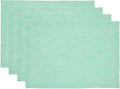 Solino Home Linen Cloth Placemats Set of 4-100% Pure Linen Chambray Aqua Placemats 14 x 19 Inch for Winter, Spring, Easter - Athena