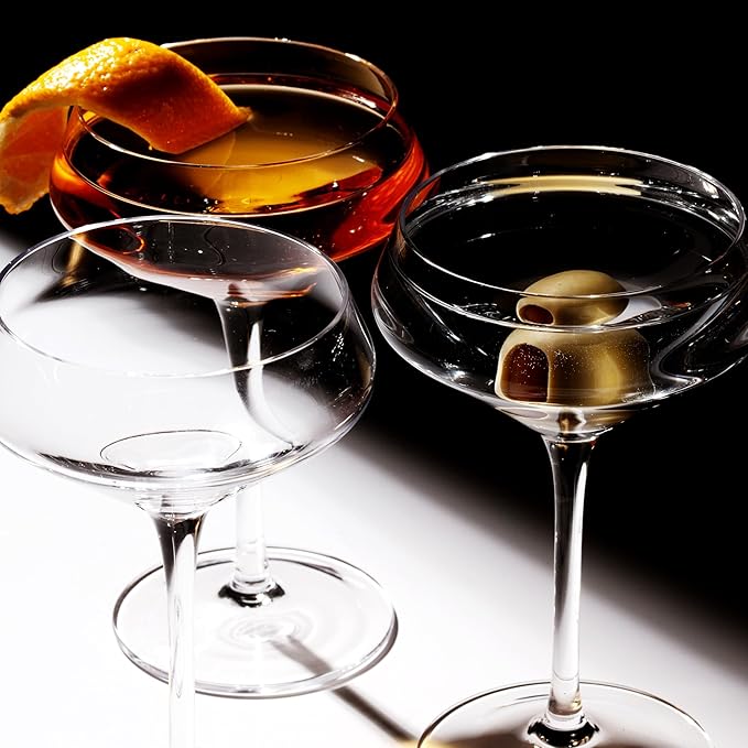 LEMONSODA Hand Blown/Nick And Nora Classic Martini Glasses Manhattan, Cosmopolitan, Espresso Martini, Lemon Drop, Dirty Martini - Inspired by 1930's - 50's Cocktail Culture - 6oz/10oz (Set of 2, 6oz)