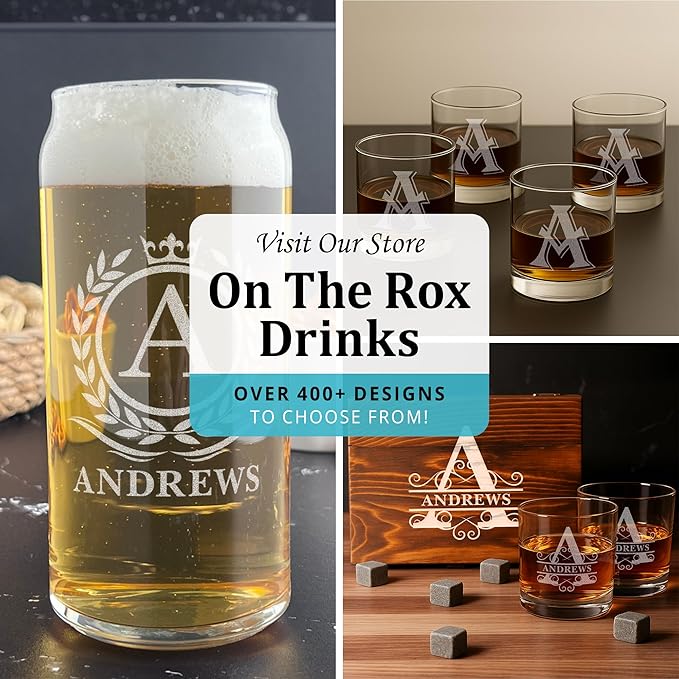 Monogram Beer Glasses for Men (A-Z) 16 oz - Beer Gifts for Men Brother Son Dad Neighbor - Unique Gifts for Him - Personalized Drinking Gift Beer Glass Mugs - Engraved Beer Can Glass (P)