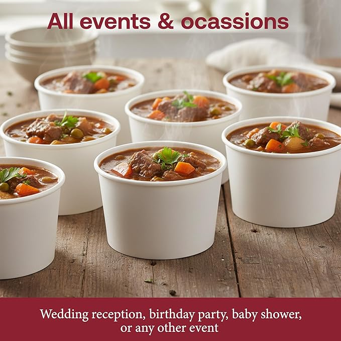 Smarty Had A Party 1000 Squat Paper Soup Cups 12 oz Disposable Paper Soup Cups for Hot Food and Takeout Container Use