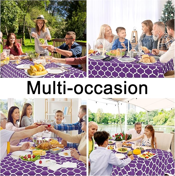 Smiry Rectangle Table Cloth, Waterproof Vinyl Tablecloth with Flannel Backing for Rectangle Tables, Wipeable Spillproof Plastic Tablecloths for Dining, Camping, Indoor and Outdoor (60"x120", Purple)