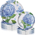48 Pcs Hydrangea Paper Plates Set 9" 7" Summer Watercolor Disposable Plates Decorative Dinner Birthday Party Tableware for Baby Shower Party Supplies