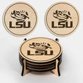 LazerEdge LSU Tigers Wooden Coaster Set - Maple Wood - Officially Licensed Product - 4-Pack