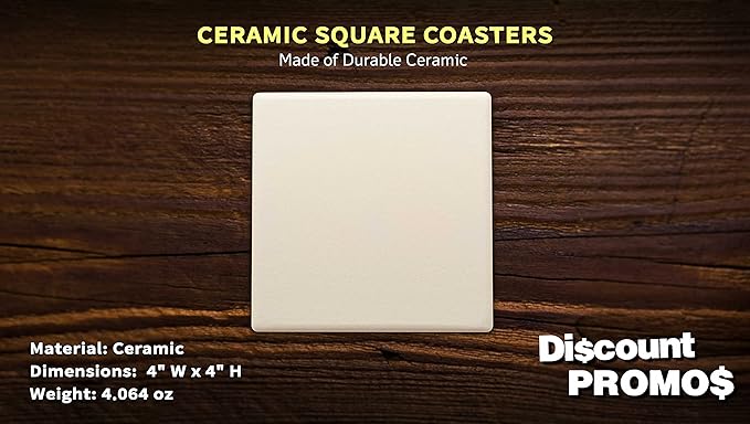 10 4" Square Ceramic Coasters Set - Cork Bottom, Serve Ware - Natural