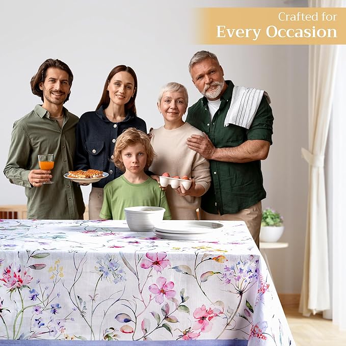 Maison d' Hermine Table Cloth Square Table 100% Cotton 54 x 54 Inches Tablecloth Reusable Decorative for Dining Room Farmhouse Home Valentines Day Decorations Spring Summer - Summer Floral