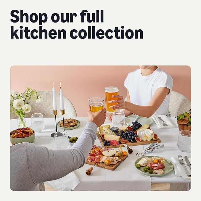 Amazon Basics Pint Glasses, 4-Piece Set, 16 oz., Dishwasher-Safe