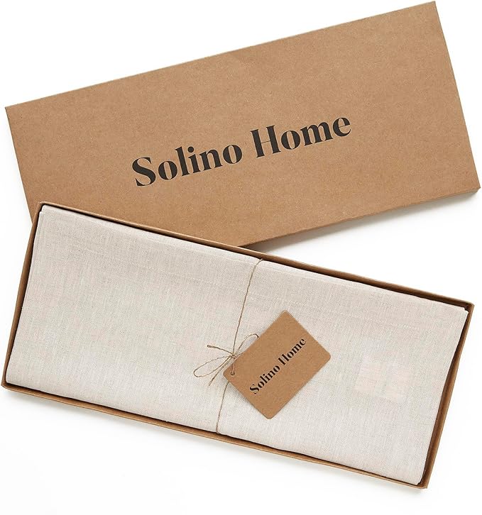 Solino Home Linen Table Runner 120 Inches Long - Athena, 100% Pure Linen Light Natural Table Runner 14 x 120 Inch for Dining, Spring, Easter