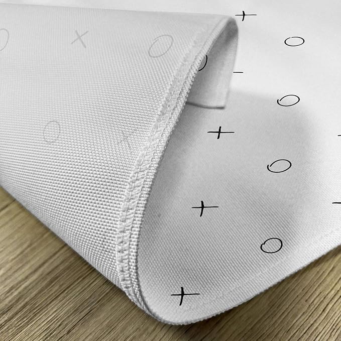 Ambesonne Xo Place Mats Set of 4, Hand Drawn Geometrical Pattern Classic Game Tic Tac Toe in Black White Colors, Washable Fabric Placemats for Dining Room Kitchen Table Decor, Black White