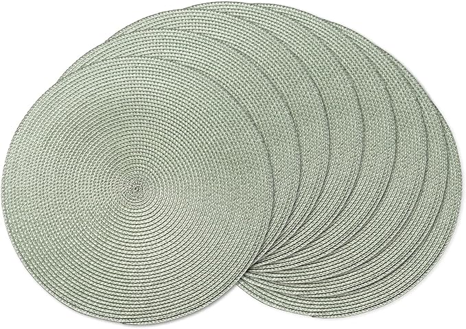 AHHFSMEI Round Braided Placemats 15 Inch Round Table Mats for Dining Tables Natural Woven Heat Resistant Place mats Set of 8 (Sage Green,8)