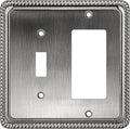 Henne Bery Rope Edge Decorative Wall Plate Switch Plate Outlet Cover (Toggle/Decorator, Heirloom Silver)