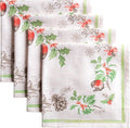 Maison d' Hermine Cloth Napkins Set of 4 100% Cotton for Thanksgiving Christmas Decorations Everyday Reusable Square Fall Napkins Cloth Washable Dinner Party (Christmas Dew, 20"x20")