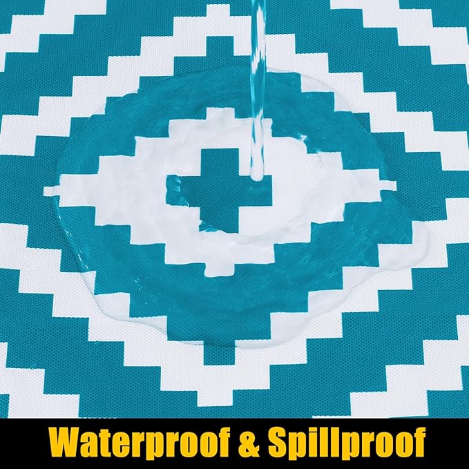 Smiry Rectangle Table Cloth Cover, Waterproof Elastic Fitted Picnic Tablecloth for 5 Foot Tables, Wipeable Flannel Backed Vinyl Tablecloths for Camping, Dining, Outdoor (Teal, 30" x 60")