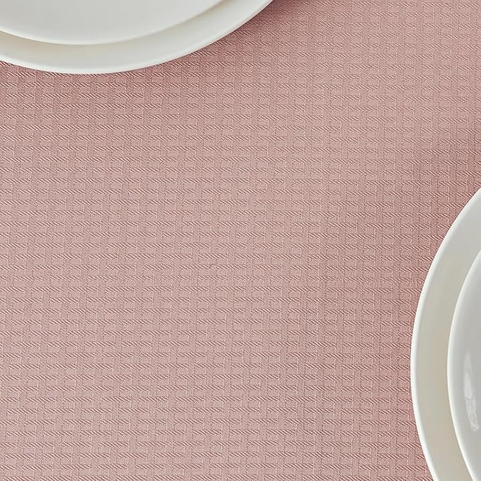 maxmill Square Jacquard Tablecloth Waterproof Spillproof Wrinkle Resistant Soft Weaved Design Table Cloth for Dinner and Party Washable Fabric Cover, Indoor Outdoor Use, 60 x 60 Inch, Pale Blush
