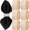 CLEENTABLE Rustic Epoxy Resin Napkin Rings Set of 6 - Napkin Holders for Parties, Dining, Family Gatherings, Weddings, Holidays, Décor, Gifting Durable Tabletop Decor (Ivory)