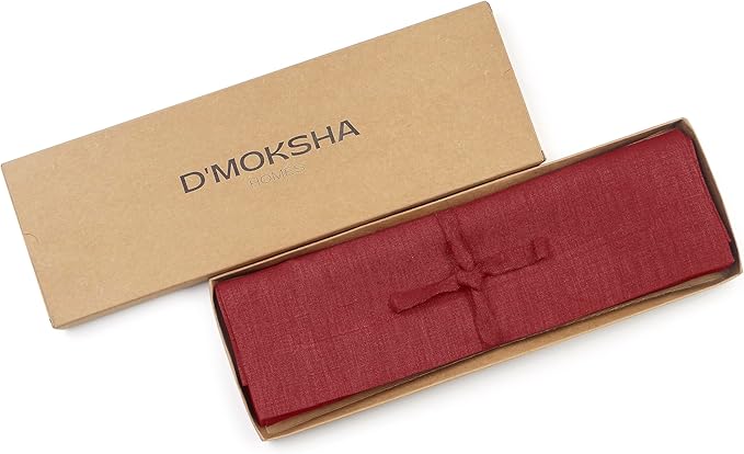 D'Moksha Homes Linen Red Placemats Set of 4-100% Pure Linen Placemats 14 x 19 Inch for Valentines, Spring - Handcrafted and Machine Washable