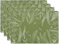 Spring Wild Fern Leaf Plants Placemats Set of 4, 12 x 18 Inch Green Place Mats Washable Kitchen Dining Linen Table Mats for Dining Table Kitchen Decoration