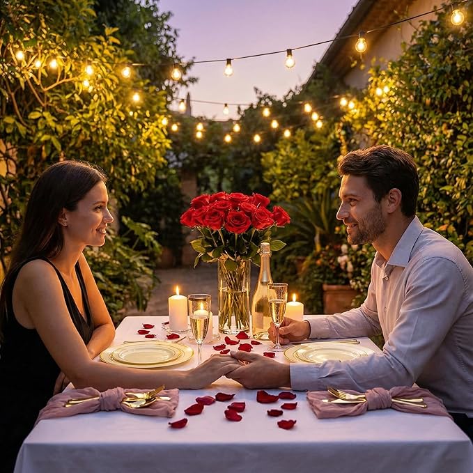GATHER 350PCS Pink Plastic Plates - Disposable Plastic Dinnerware Set Include 100 Pink Plates, 150 Silverware, 50 Napkins, 50 Cups for Party & Wedding & Valentine's Day