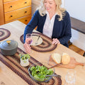 Homespice Prescott Braided Oval Table Runner, Warm Primitive Decor, Black and Red 11x36 - Jute Dining Table Accessories - Rich Colors, Easy to Clean, Durable and Protects Furniture