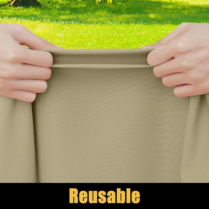 Smiry Rectangle Picnic Table Cloth, Waterproof Elastic Fitted Tablecloths for 5 Foot Tables, Washable Polyester Table Cover for Camping, Indoor and Outdoor (Taupe, 30"x60")