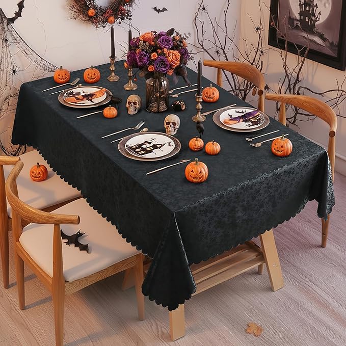 Smiry Rectangle Table Cloth, Waterproof Heavy Duty Vinyl Tablecloths, Wipeable Washable Table Cover for Kitchen and Dining Room (Black, 60" X 102")