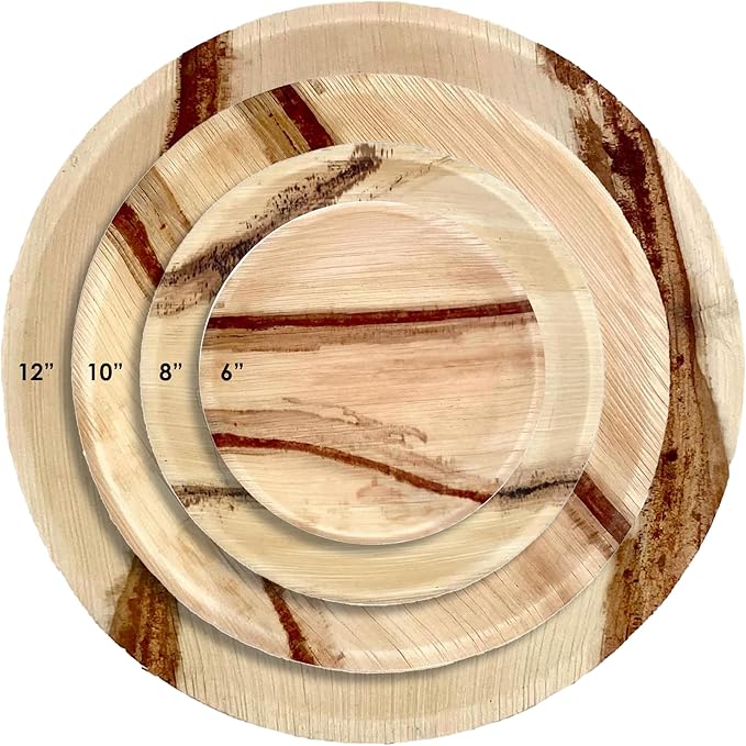 NEATtable Palm Leaf Plates | Disposable & Compostable | Eco Friendly & 100% Natural | Great for Outdoor Events, Wedding, Party, Barbecues | 10-inch Round Plate, Pack of 25