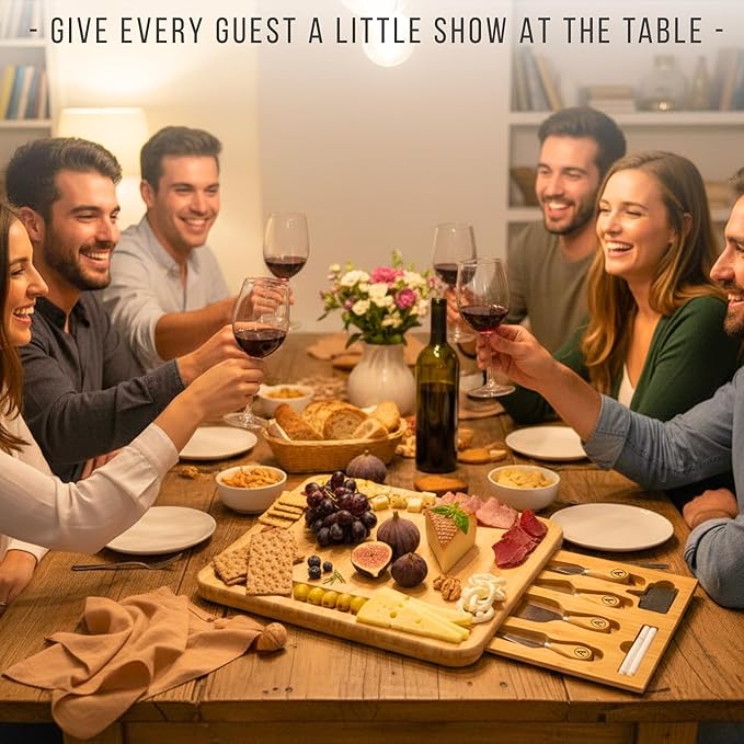 Personalized Bamboo Charcuterie Board Set with Accessories – Custom Large Serving Tray with Knives for Wedding, Anniversary, Bridal Shower, Women, Housewarming, Gift for Couples, Valentines Day Gifts