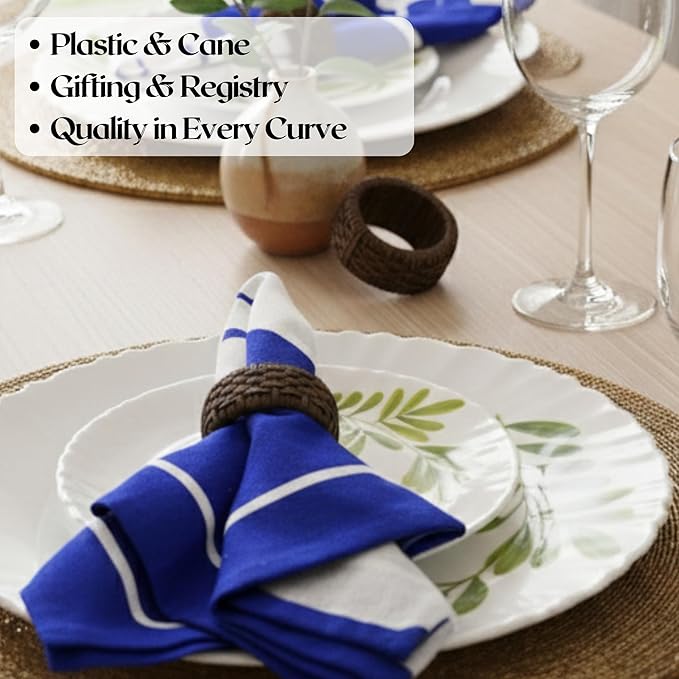 ALPHA Living HOME Woven Napkin Rings Set of 12, Rustic Farmhouse Cane Napkin Rings Round Handmade Napkins Rings Boho Tabletop Decor for Thanksgiving Christmas Party Wedding Deco (Brown)