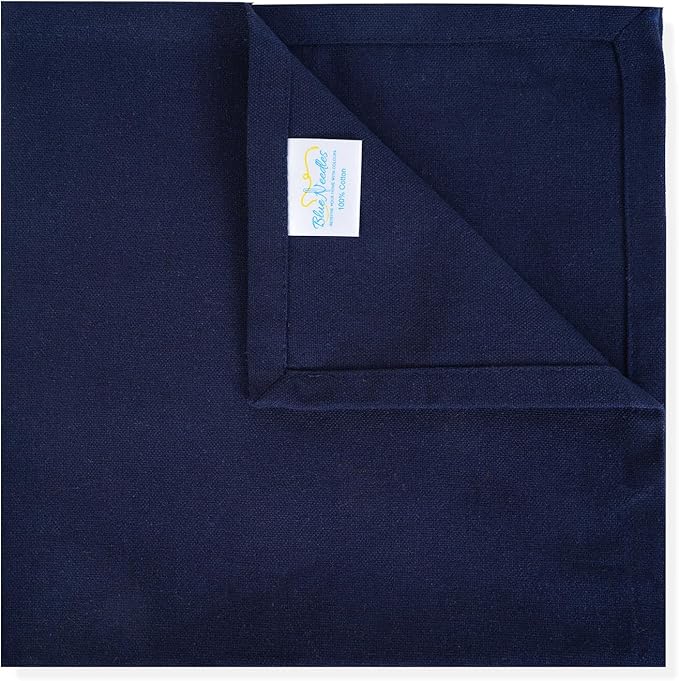 Blue Needles Solid Cloth Napkins Set of 12 Navy Blue 100% Cotton Dinner Napkins 18x18 inches - Soft, Reusable, Absorbent & Washable Linen, Ideal for Wedding Events, Parties & Everyday Use