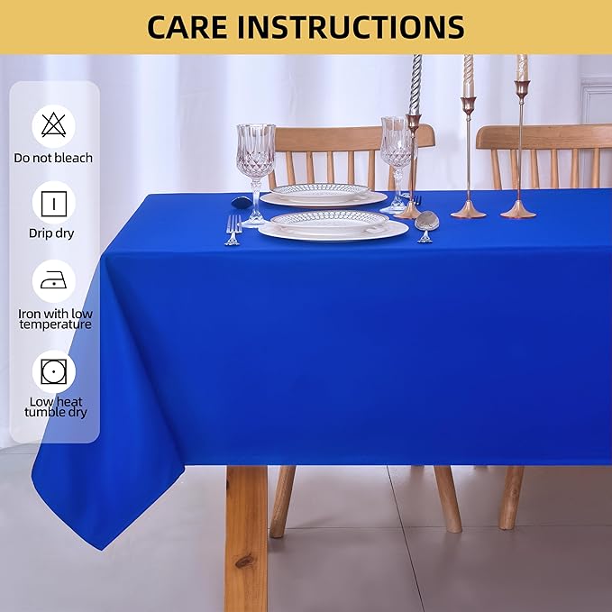 2-Pack 60x144 inch Royal Blue Table Cloths, Solid Stain and Wrinkle Resistant Oblong Tablecloth, Premium Plain Weave Polyester Fabric Rectangle Table Linen Covers for Hotel, Banquet