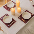 Home Brilliant Red Placemats for Holiday Linen Placemats Heat Resistant Dining Table Mats Kitchen Place Mats Dinner Valentine's Day Decor, Set of 6, Wine Red