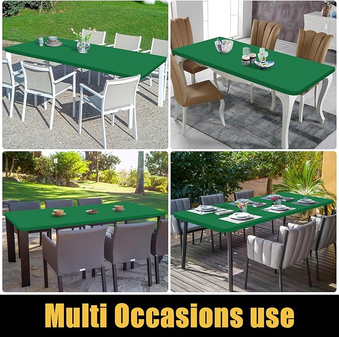 Smiry Rectangle Picnic Table Cloth, Waterproof Elastic Fitted Tablecloths for 4 Foot Tables, Washable Polyester Table Cover for Camping, Indoor and Outdoor (Hunter Green, 30"x48")