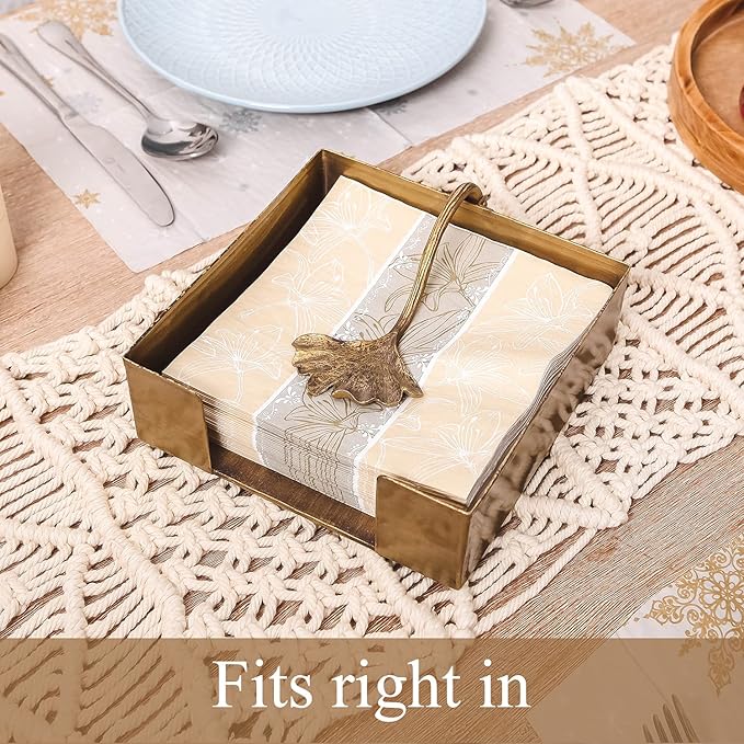 NIKKY HOME Farmhouse Napkin Holder, Rustic Tissue Dispenser, Flat Paper Hand Towel Caddy, Vintage Cooktail Napkin Tray Decor for Kitchen, Countertop, Dining Table, Restaurant, Outdoor - Bronze
