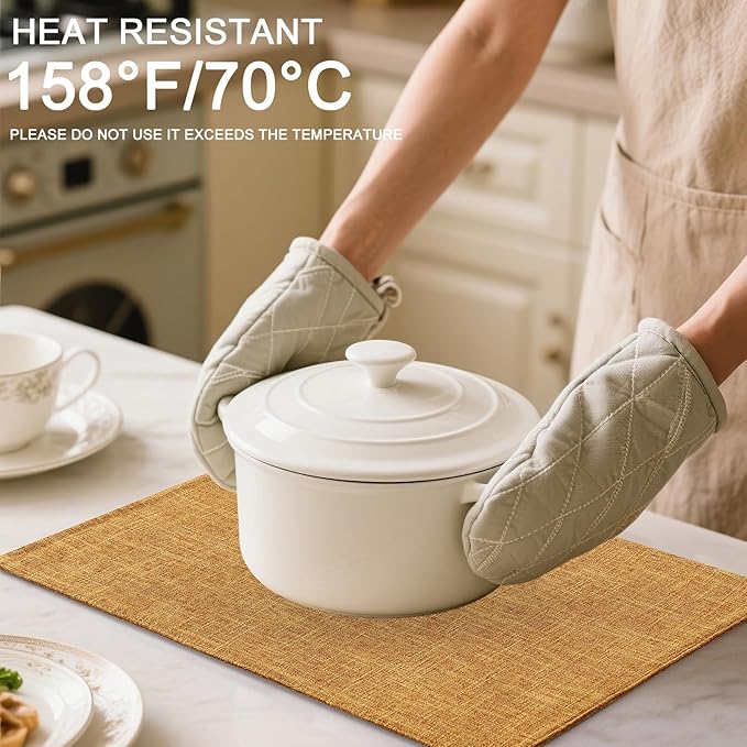 Homaxy Cloths Placemats for Dining Table Set of 8, Heat Resistant Washable Cotton Linen Blend Table Mats, Easy to Clean Place Mats for Indoor Outdoor Party Kitchen Decoration, 13" x 19", Amber