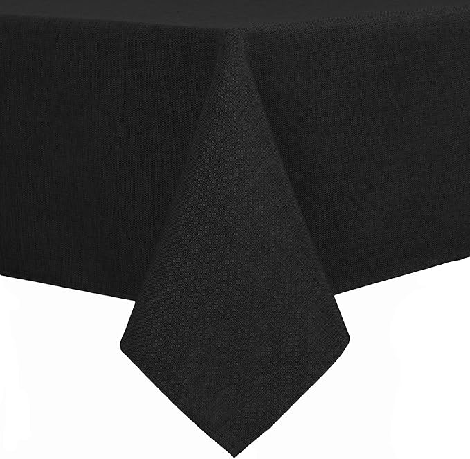 Hiasan Faux Linen Square Tablecloth - Wrinkle and Stain Resistant Washable Table Cloth for Kitchen Dining Room Holiday Table Cover for Party Dinner, Black, 54 x 54 Inch