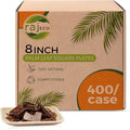 Raj Palm Leaf Plates [50-Pack] 8" Square Plates(8 CASES - 400 PACK) like Bamboo plates Disposable, Strong, Decorative Compostable Tableware for weddings, Lunch, Dinner, Birthday, Camping