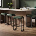 VASAGLE EKHO Collection - Bar Stools Set of 4, Counter Height Bar Stools, Synthetic Leather with Stitching, Mid-Century Modern Counter Stools, 26-Inch Tall, Kichen Home Bar Dining Room, Forest Green