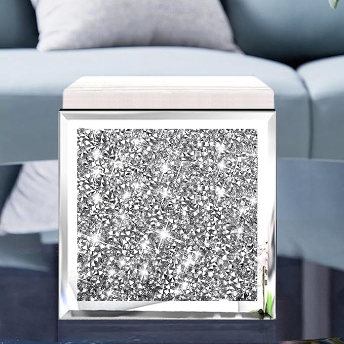 Wocred Mirror Napkin Holder,Crystal Crushed Diamond Vertical Holder,Square Glass Mirror Napkin Holder for Dining Table or Counter in The Kitchen.(5.9”X5.9”X3”)