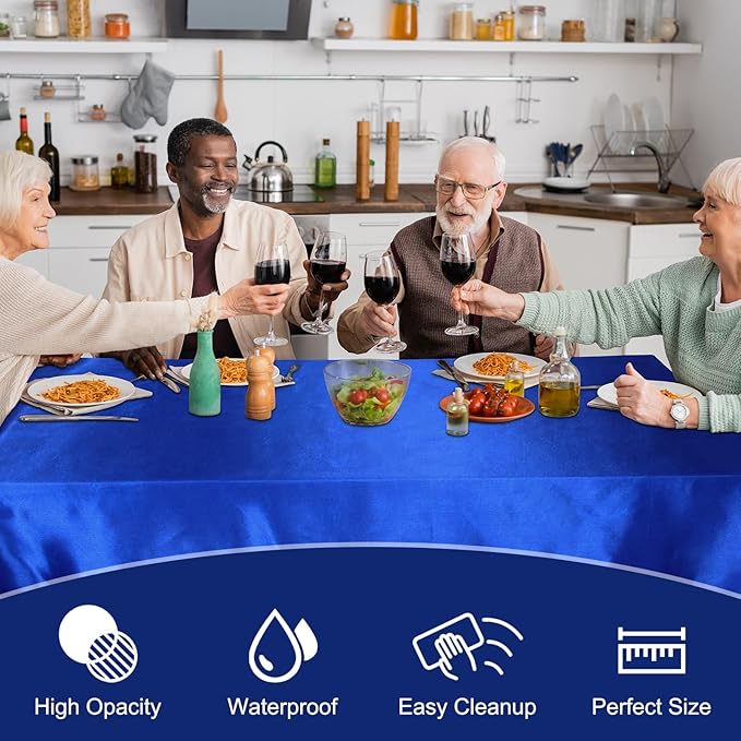 Moukeren 18 Pack Rectangle Tablecloths 58 x 102 Inch Table Cloth Reusable Washable Polyester Table Clothes Bulk for 6 ft Tables for Wedding, Party, Restaurant (Blue)