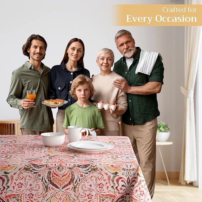 Maison d' Hermine Table Cloth Rectangle Table 100% Cotton 70 x 120 Inches Fall Tablecloth Reusable Everyday Use for Thanksgiving Christmas Decorations Dining Farmhouse Party (Damask)